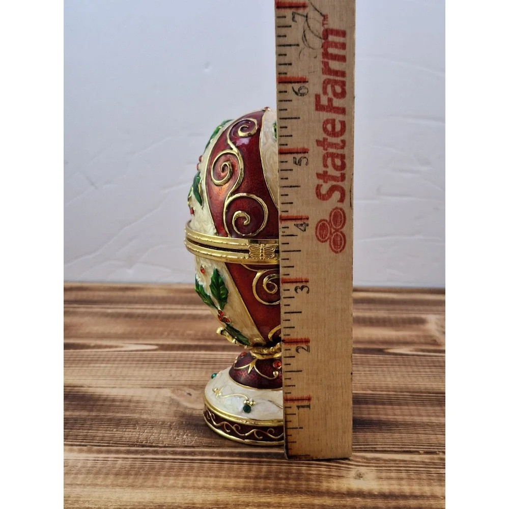 Ornate Decorated Christmas Egg Music Box 